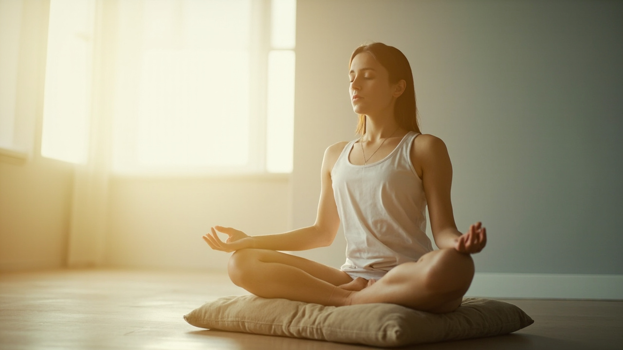 Personne meditants en pleine concentration