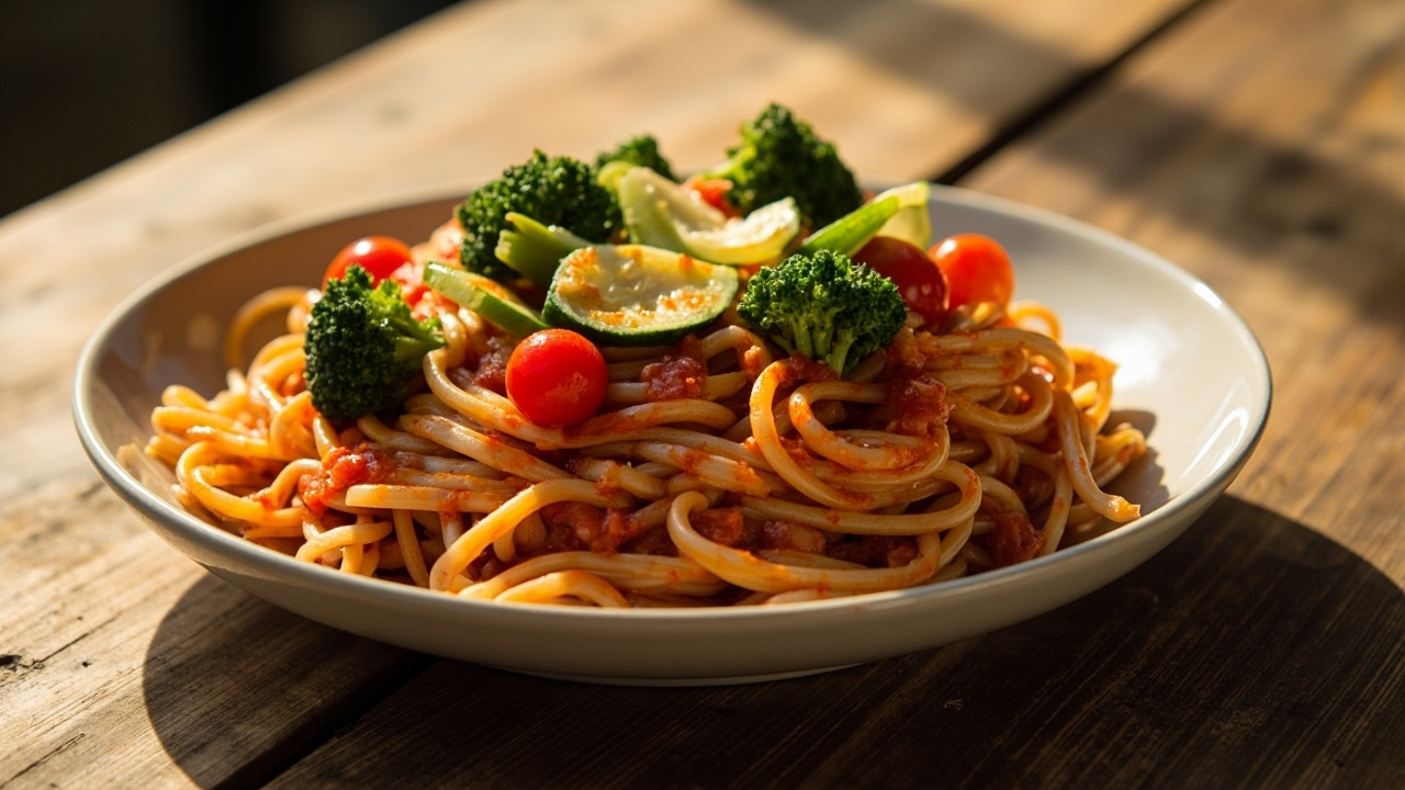 Plat de ptes dans une assiette chaude