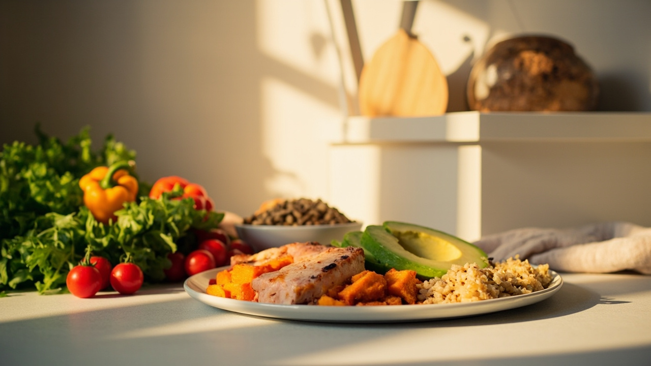 Personne mangeant un repas sain aprs 40 ans